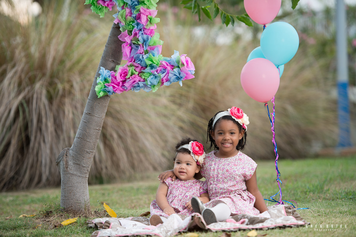 Sesión de fotos celebrando el cumpleaños de las niñas de Jennifer en parque Mirador Sur de Santo Domingo, Republica Dominicana